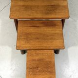 Brutalist rustic blond oak nesting tables