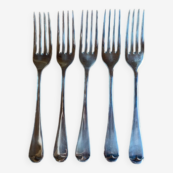 Set of 5 silver English forks