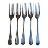 Set of 5 silver English forks
