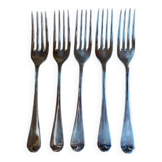 Set of 5 silver English forks