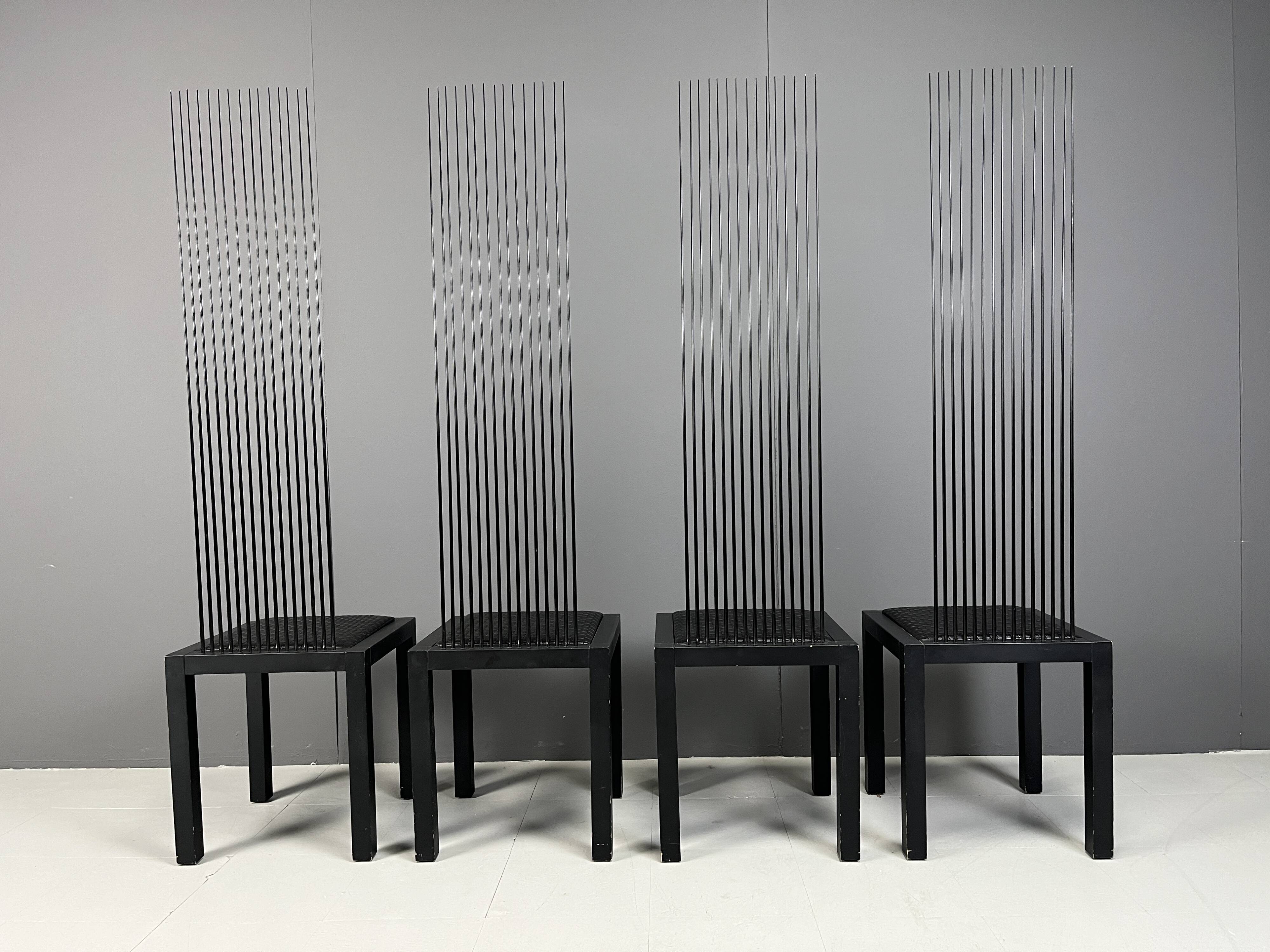 Vintage high back dining chairs, 1980s