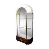 Vitrine art- deco en verre bombée et laiton d’époque signé Léna