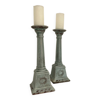 Pair of ceramic candle holders