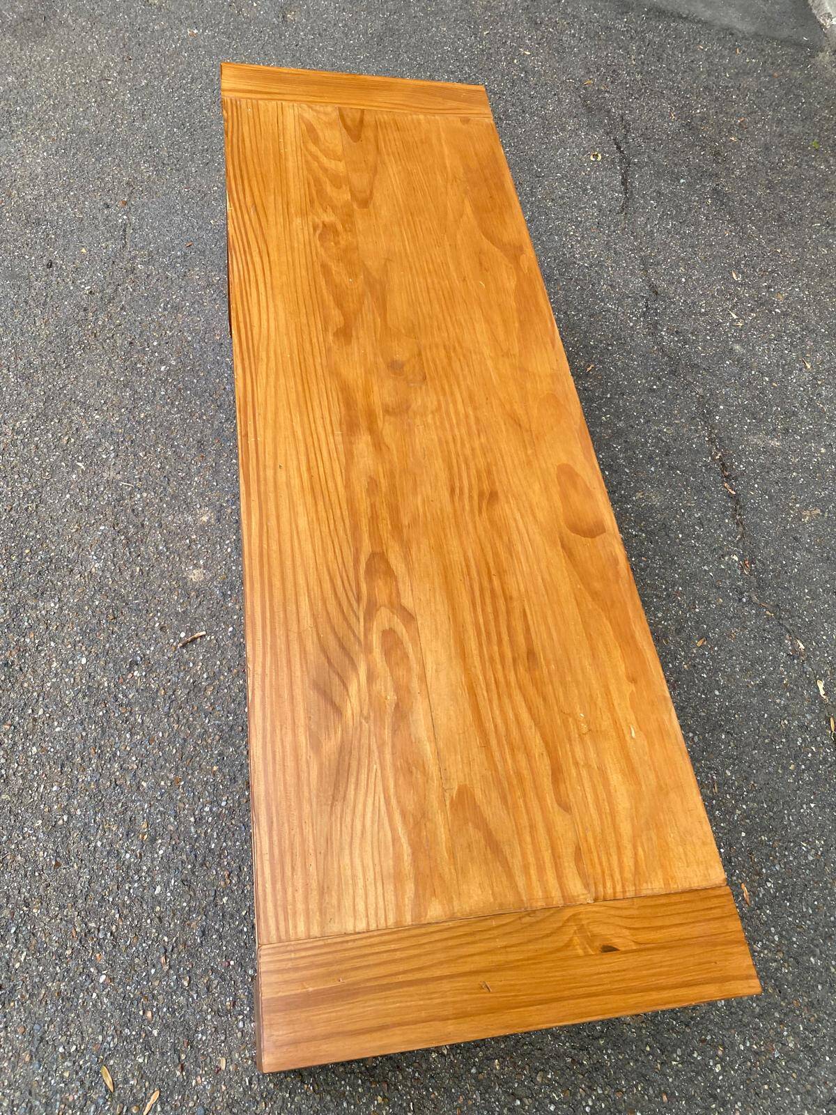 Solid pine wood TV unit stained with drawer and storage.