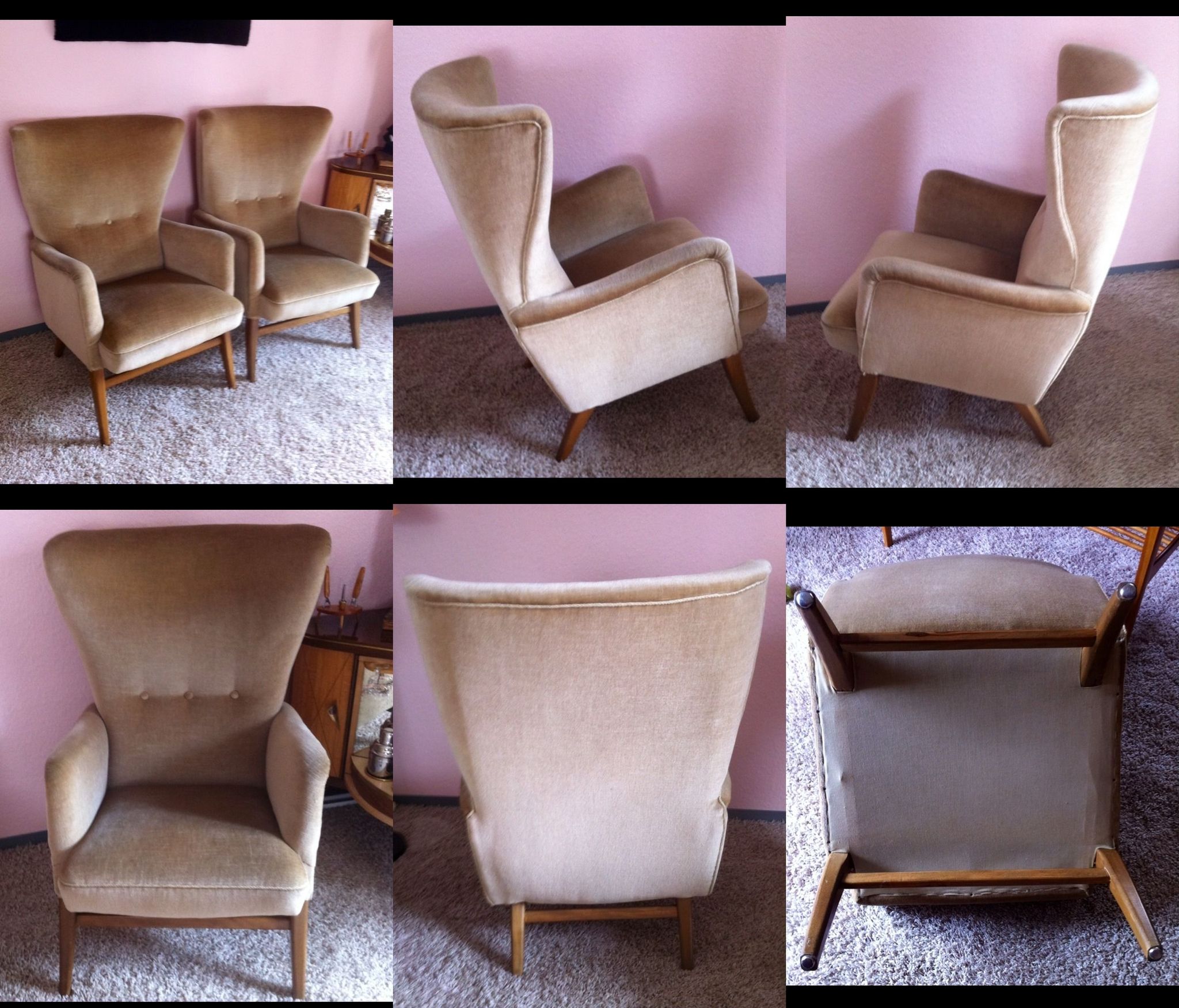 2 ears bergere chairs Scandinavian years 50/60