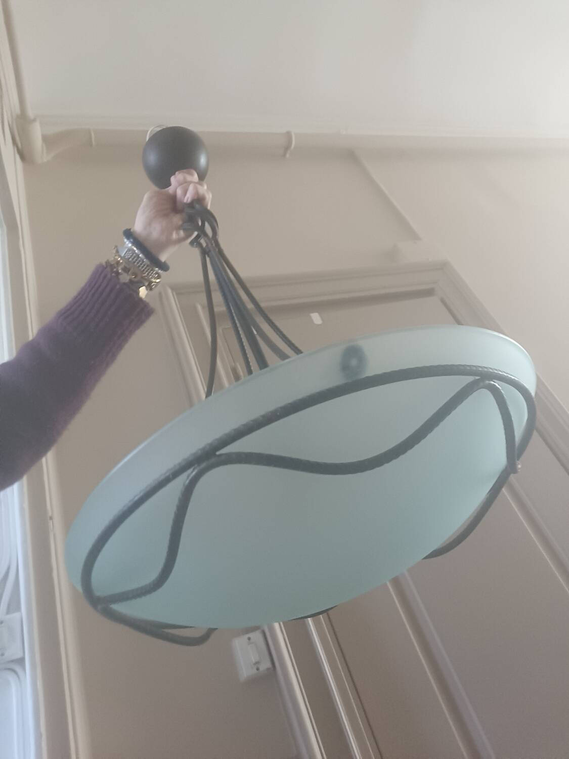 Frosted glass pendant light Maison Delmas