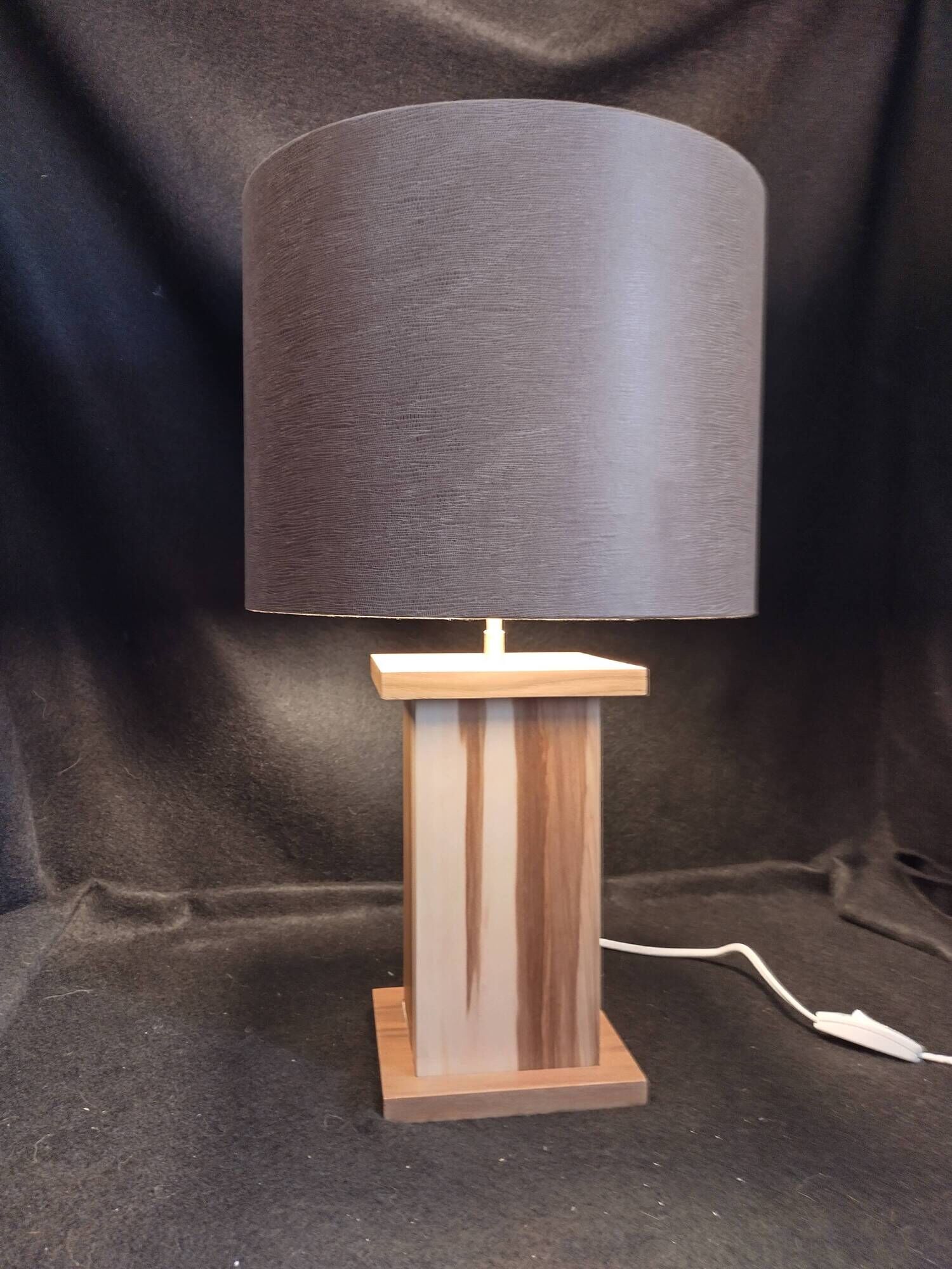 Handcrafted lamp in a contemporary style.