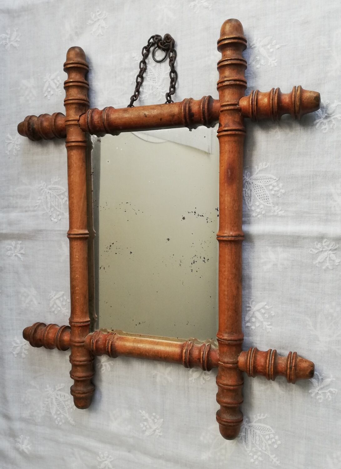 Wooden mirror bamboo style