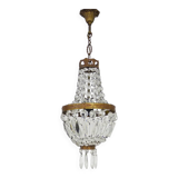Antique Italian hot air balloon chandelier, glass pendants. Chandelier with pendants. 1970s