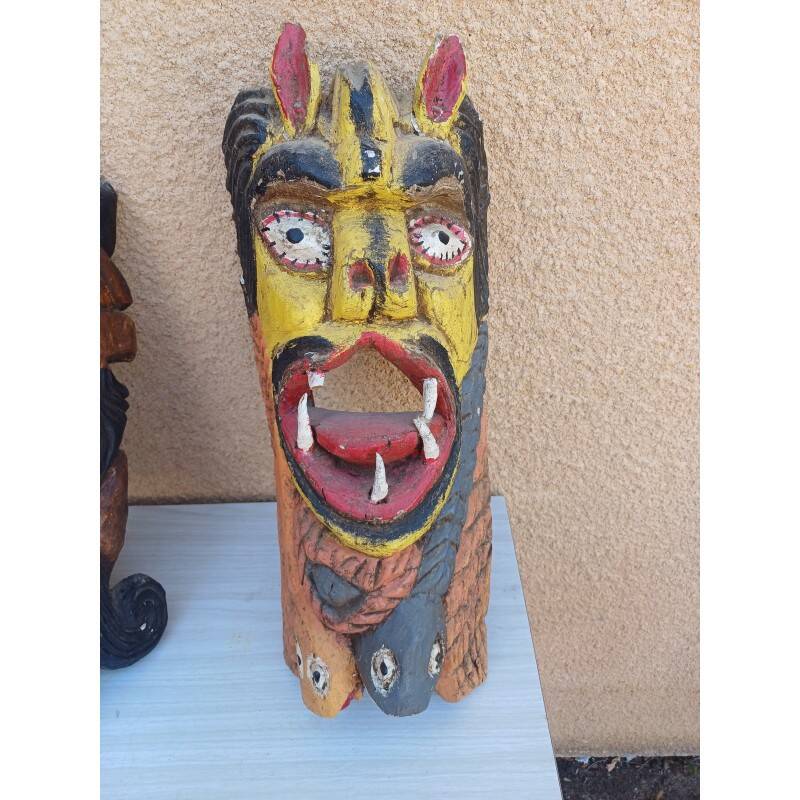3 ethnic tribal wooden masks 19th century