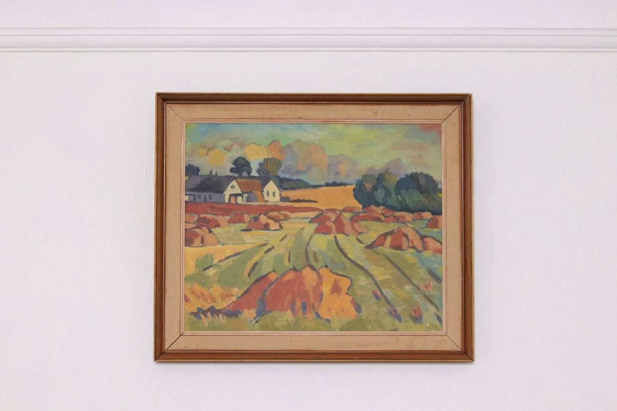 Huile sur toile originale suédoise – “Landskap” – Vintage et encadrée