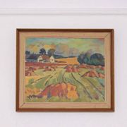 Huile sur toile originale suédoise – “Landskap” – Vintage et encadrée