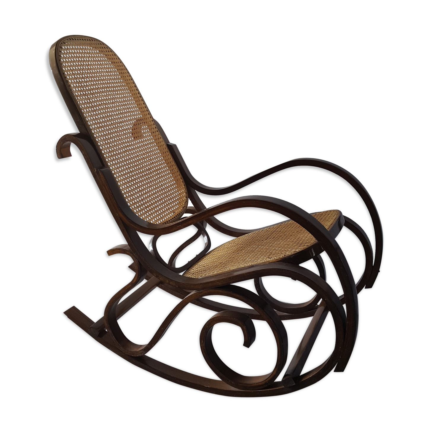 Rocking chair caning and curved wood