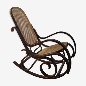 Rocking chair cannage et bois courbé