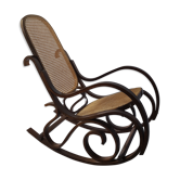 Rocking chair cannage et bois courbé