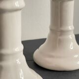 Pair of white ceramic candle holders