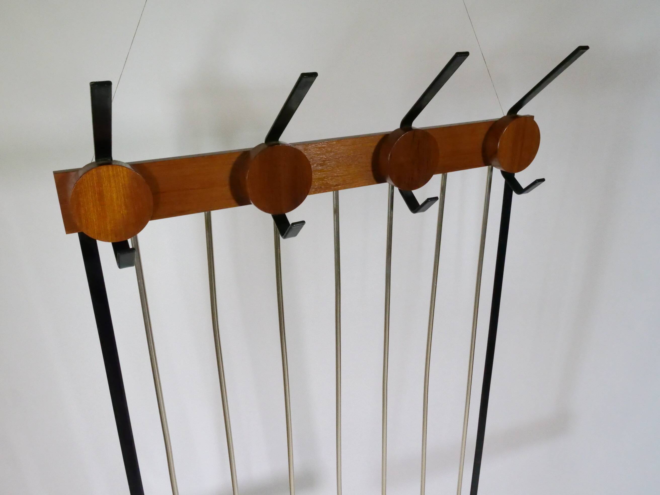 Porte-manteau en teck et métal, Allemagne, années 1960