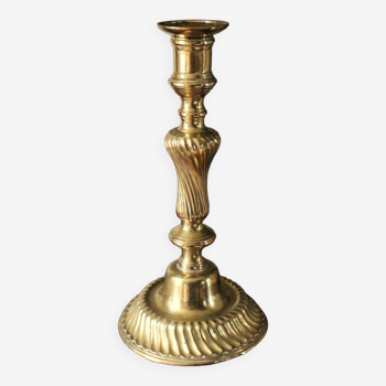 Large twisted brass torch candle holder