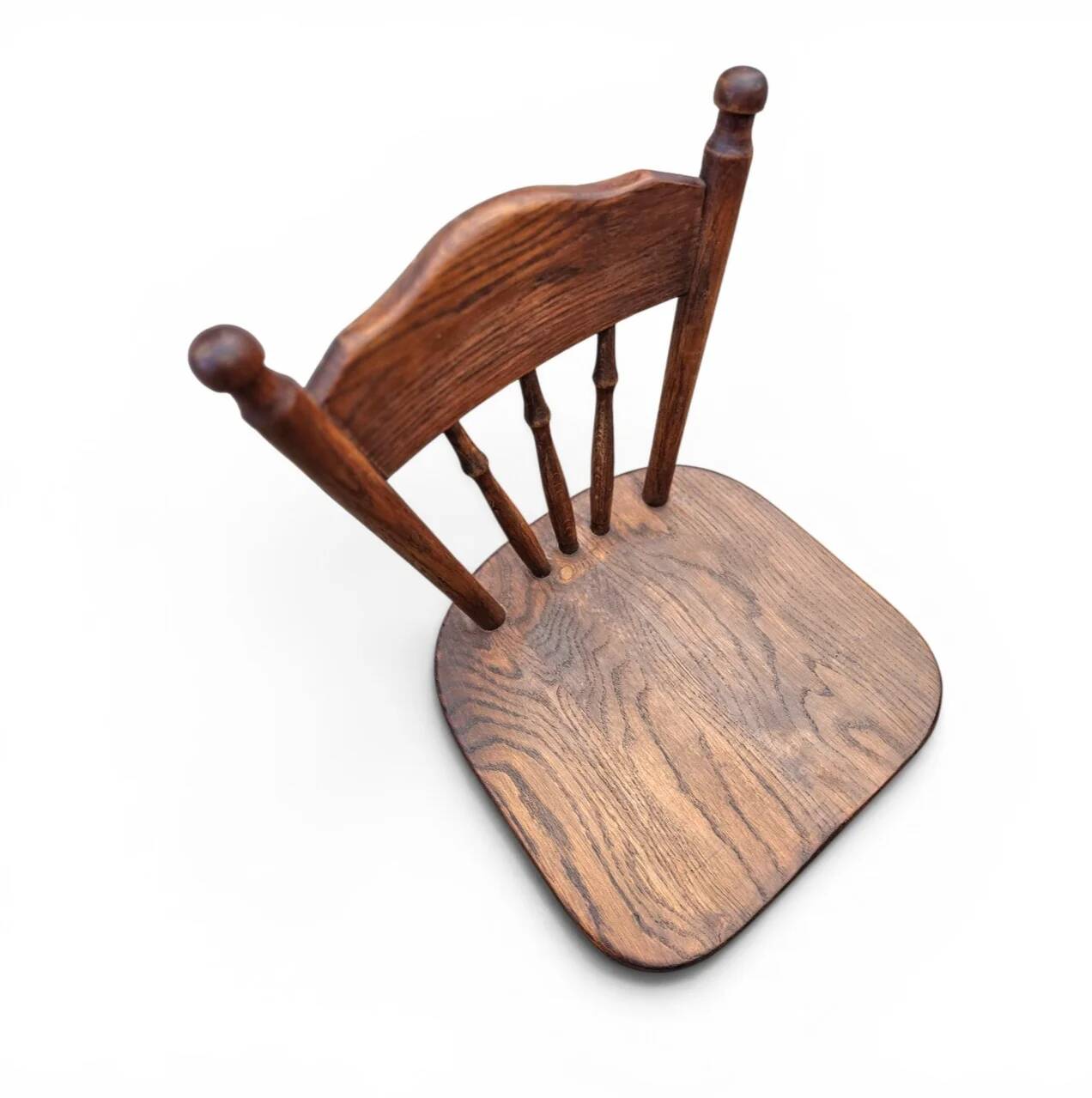 Set of 2 Oak Wood Victorian Child Stick Back Chairs / 1960s