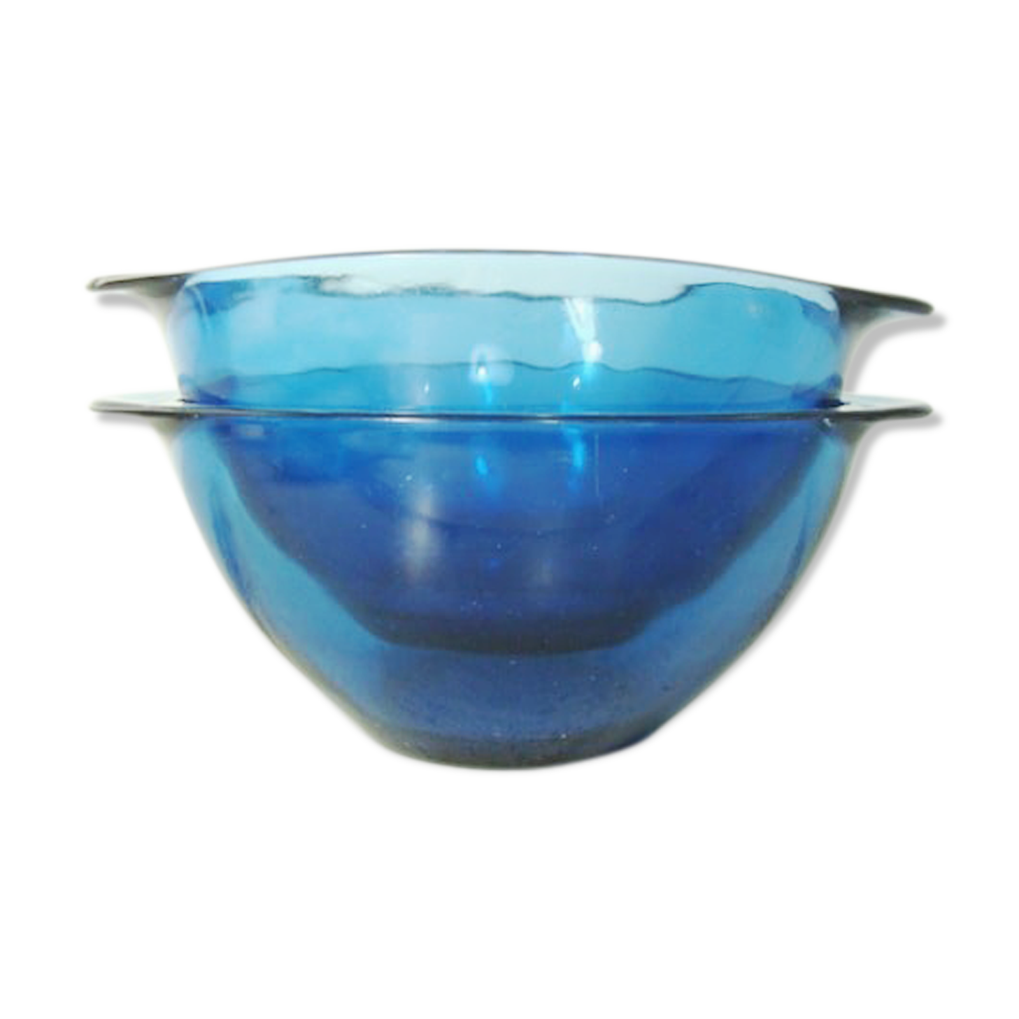 Set of 2 bowls in Vereco blue glass