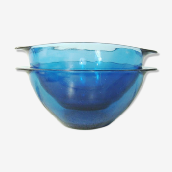 Set of 2 bowls in Vereco blue glass