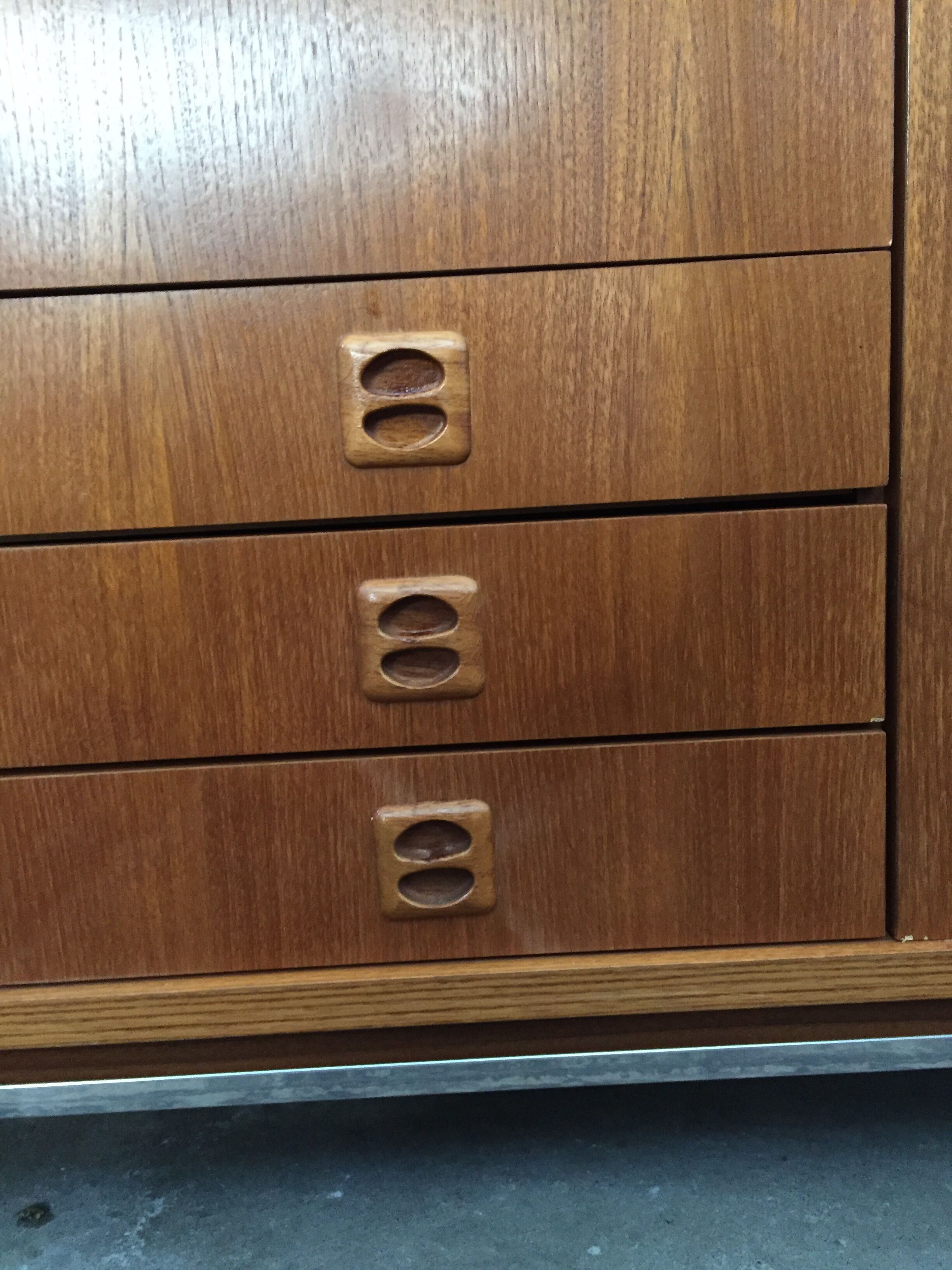 1960 plating chrome legs teak Cabinet