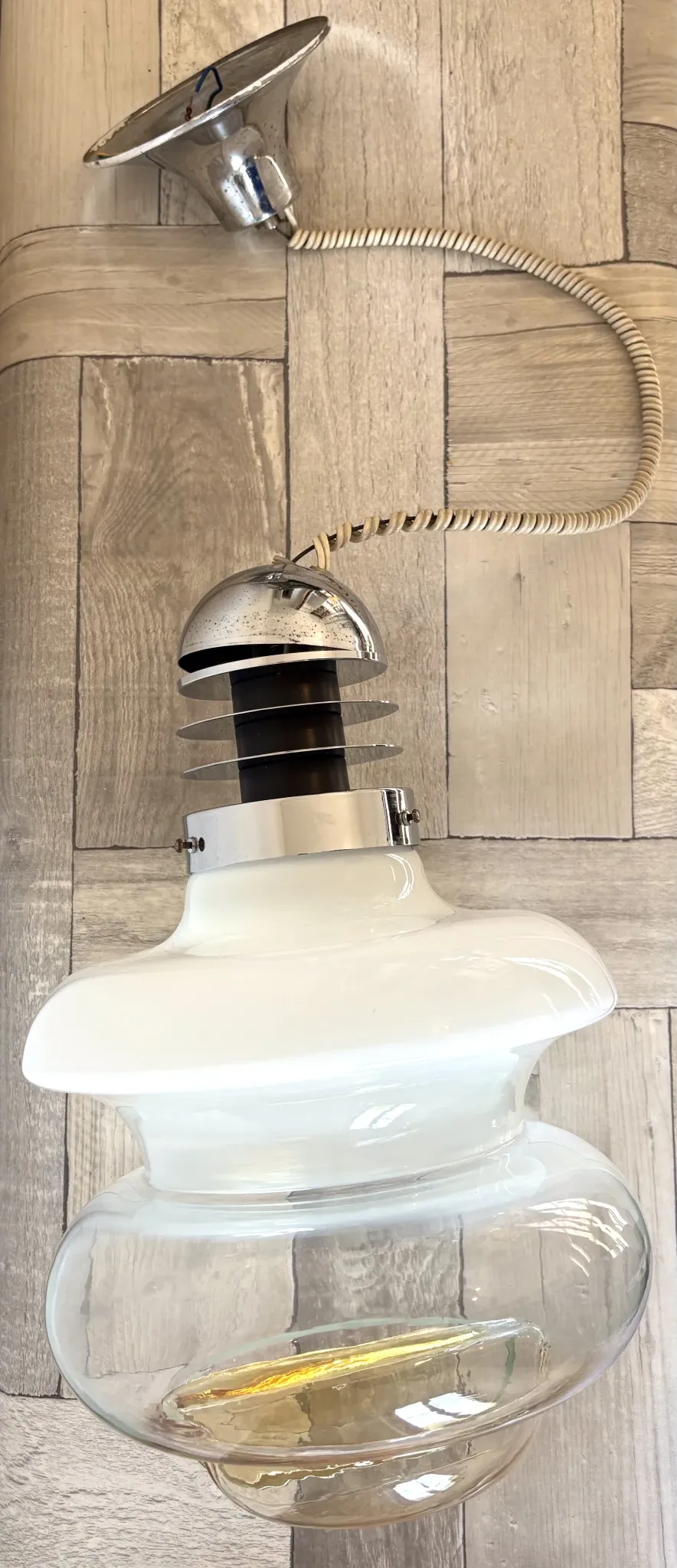Very large vintage Italian Space Age pendant light.