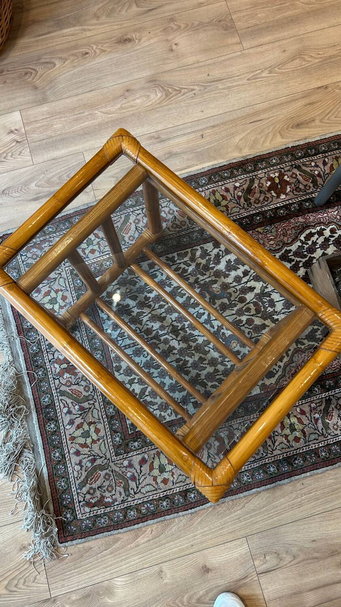 Table basse rotin vintage