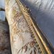 Three-seater canapé in carved wood, upholstery and gilded wood. Around 1900, Louis XV style.