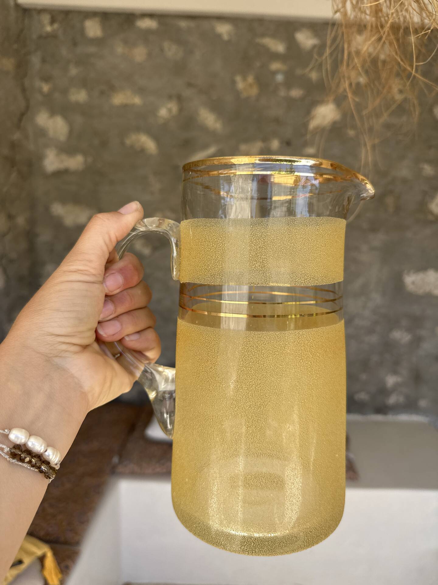 Service for orangeade in frosted glass