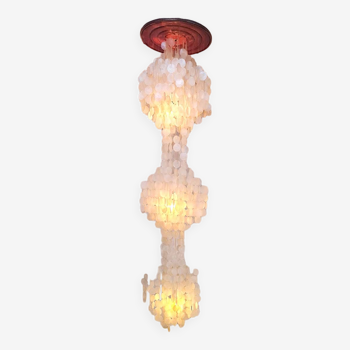 Vintage Capiz shell chandelier pendant lamp