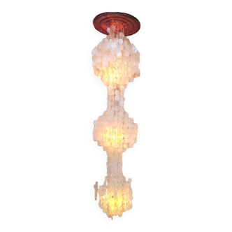 Vintage Capiz shell chandelier pendant lamp