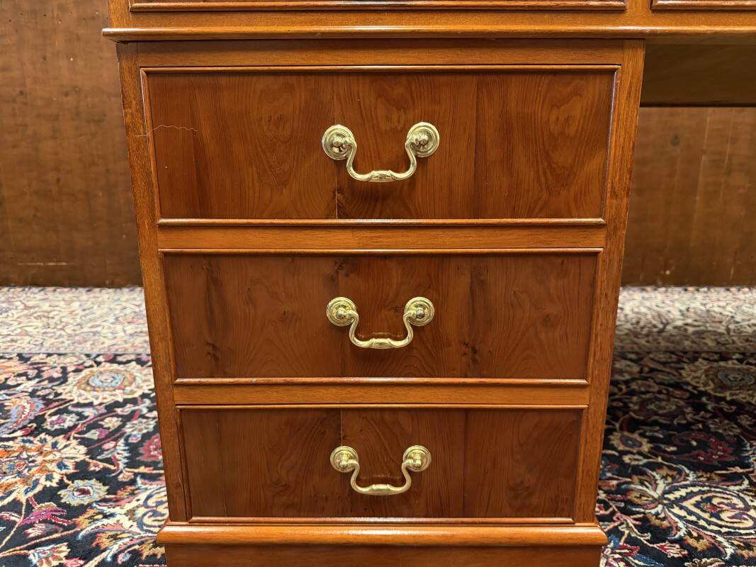 Classic English Desk with Brown Leather