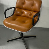 Fauteuil de Charles Pollock encuir Cognac