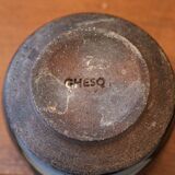 Set of 8 black ceramic cups signed