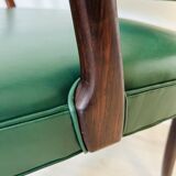 Danish Rosewood Green Leather Fully Restored Armchair, 1960´s