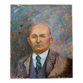 Portrait, huile sur toile anonyme d'un retraité