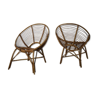 Pair of rattan armchairs