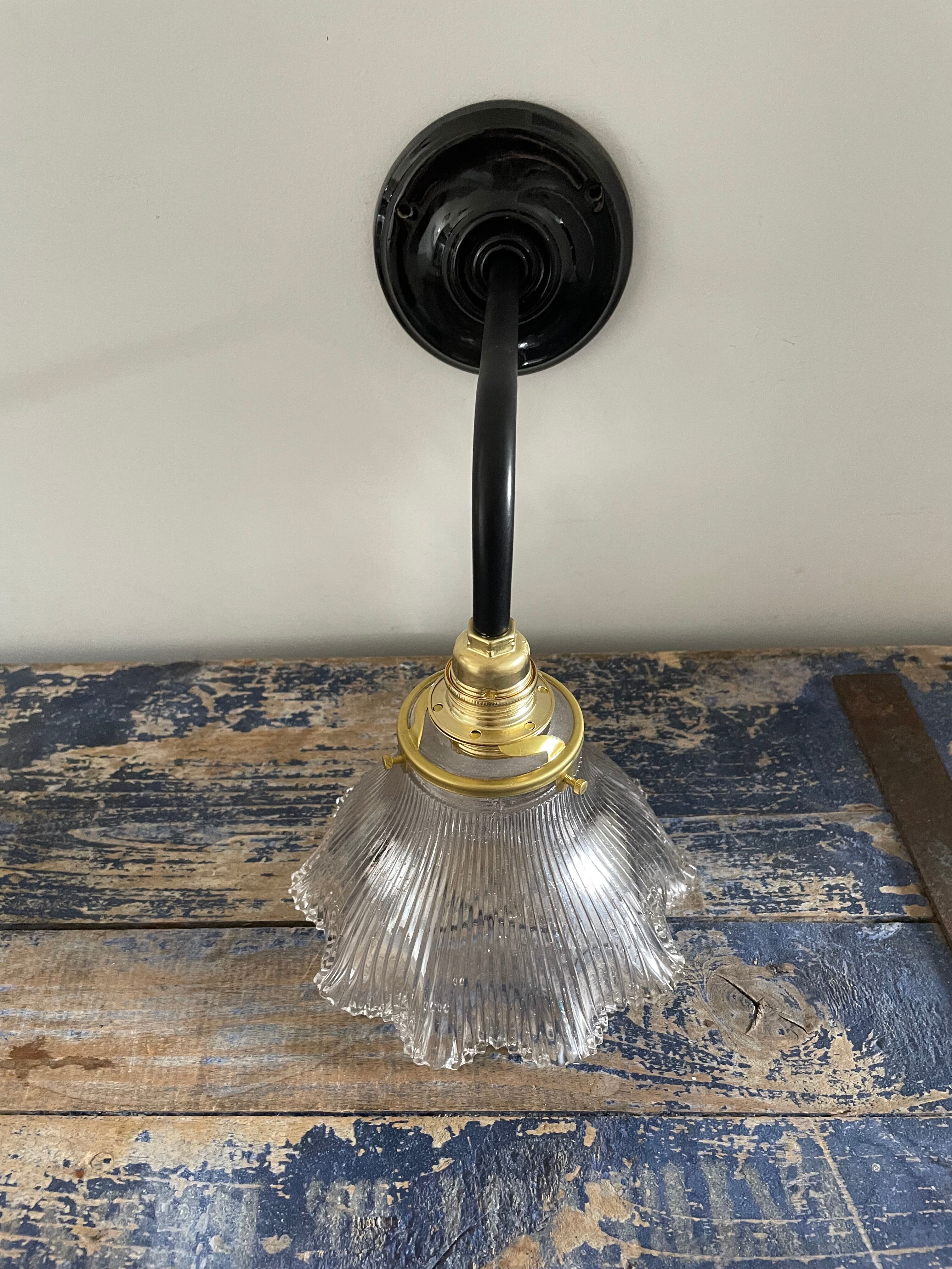 Applique vintage en verre holophane