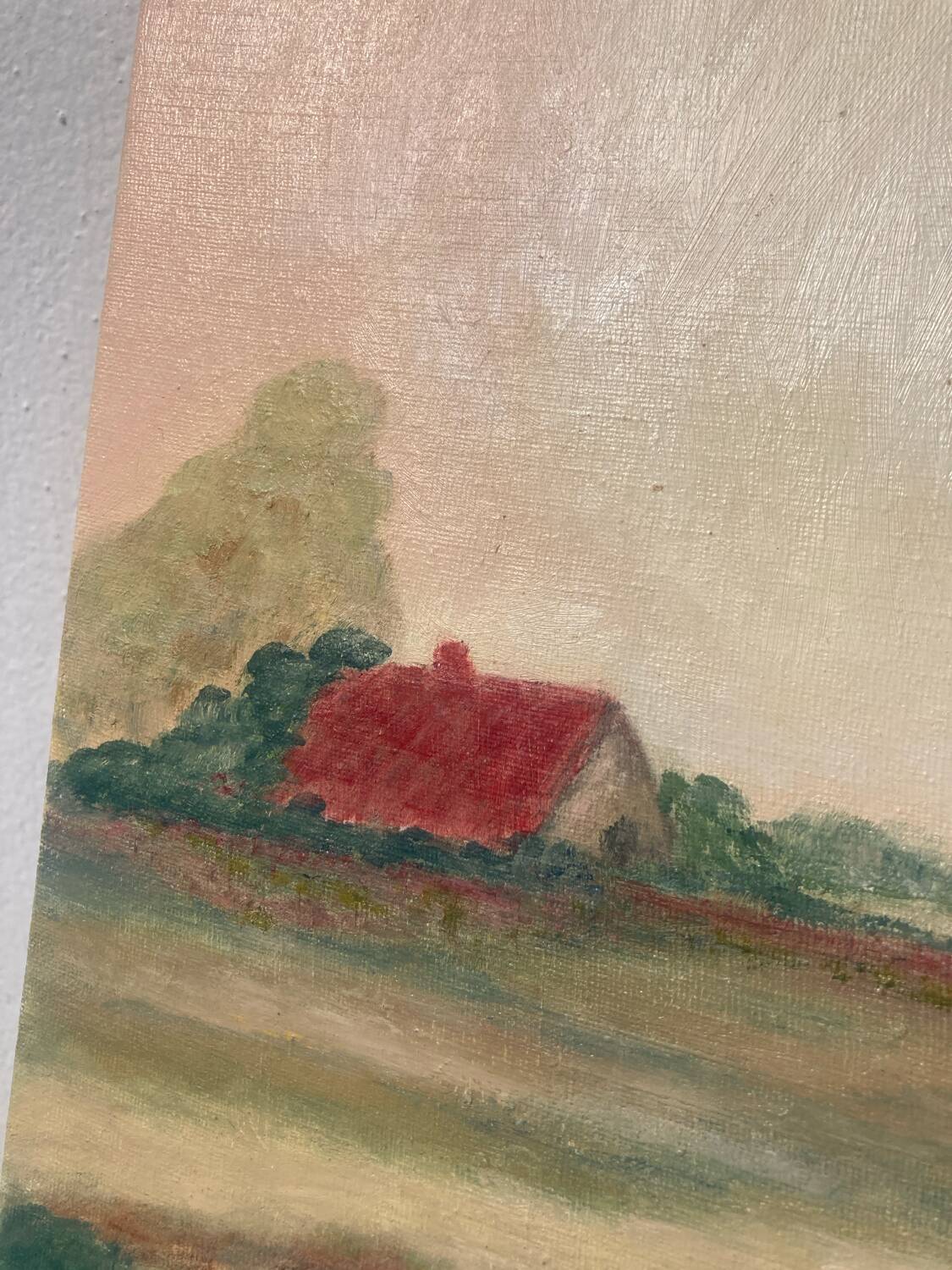 Tableau paysage champetre ancien / peinture huile