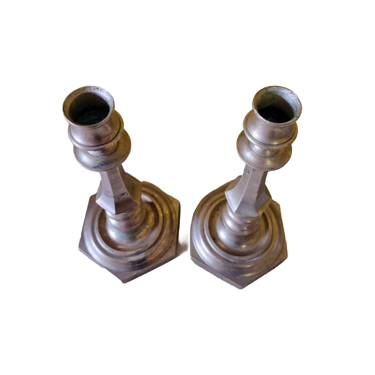 Pair of french brass candlesticks, 2nd half of the 19th century