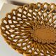Basket, vintage ceramic fruit bowl with woven openwork on a stand, Maison Pichon style.