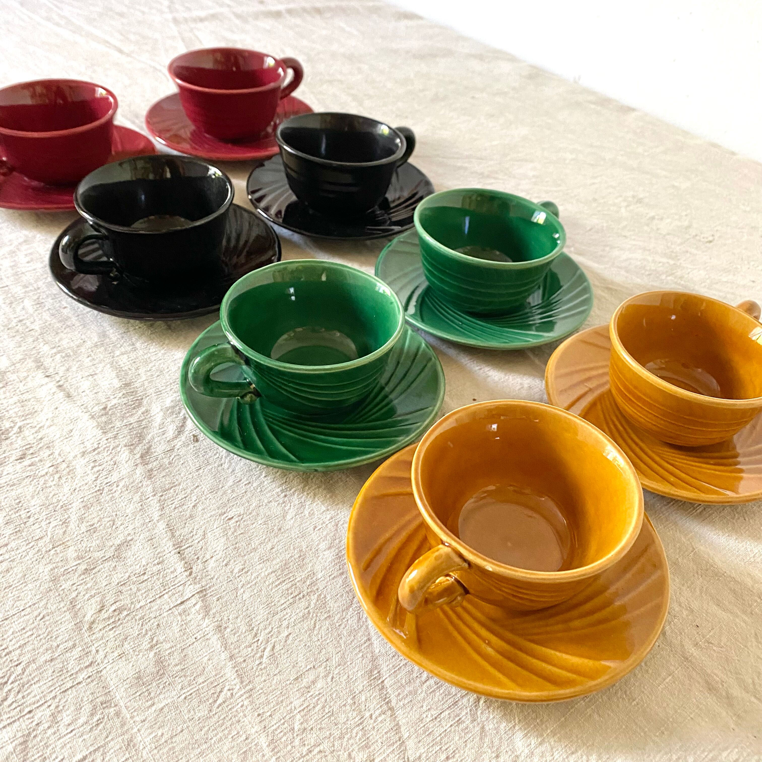 Colorful vintage mugs