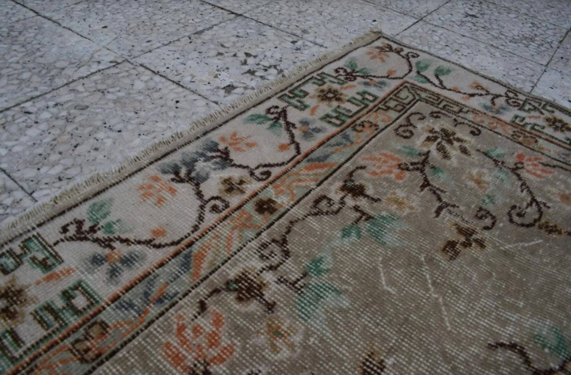Vintage Turkish Oushak rug 114x208 cm