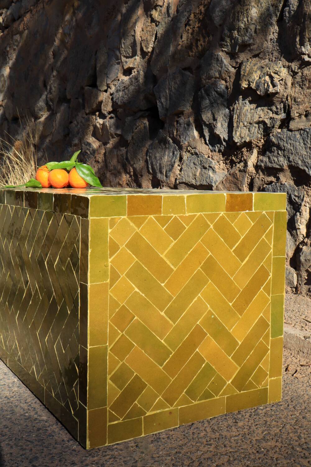 Olive green modern zellige coffee table