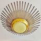Golden sunburst metal glass pendant chandelier, 1960