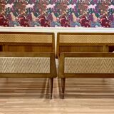 Paire de lits rotin design 1950