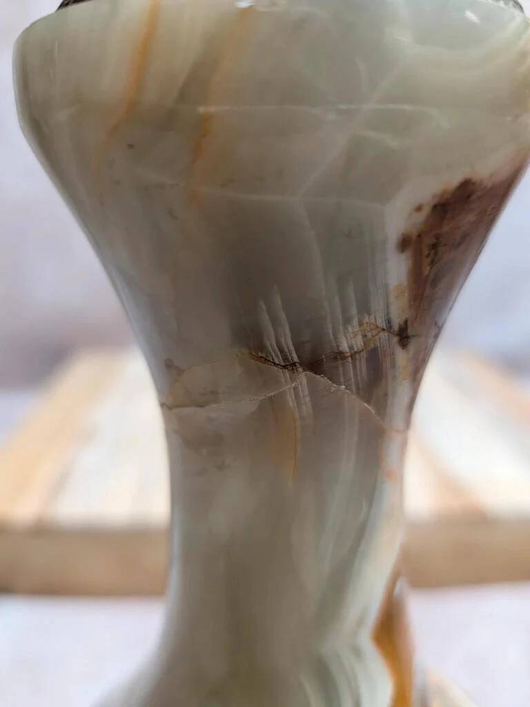 Vintage lamp base in onyx and brass