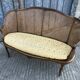 Antique Louis XV bench in solid walnut and caning