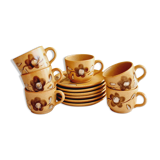Set of 6 cups and 6 under cups in Sarreguemines sandstone